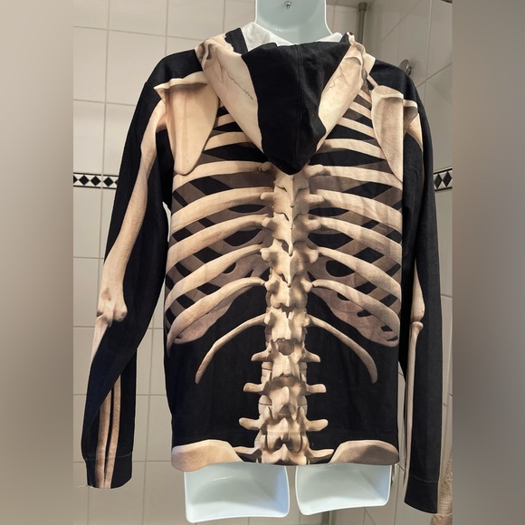Skeleton hoodie from Dolls Kill realistic graphics front/back/both sides of hood - Picture 2 of 12